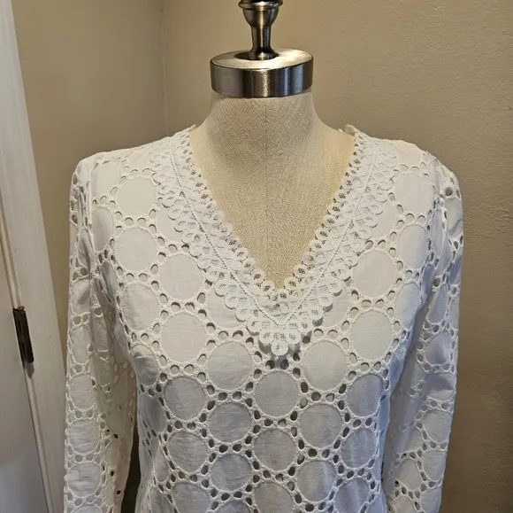 NWT LONDON TIMES White Eyelet Lace Dress | SZ 6