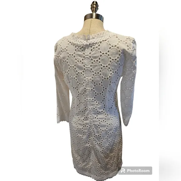 NWT LONDON TIMES White Eyelet Lace Dress | SZ 6