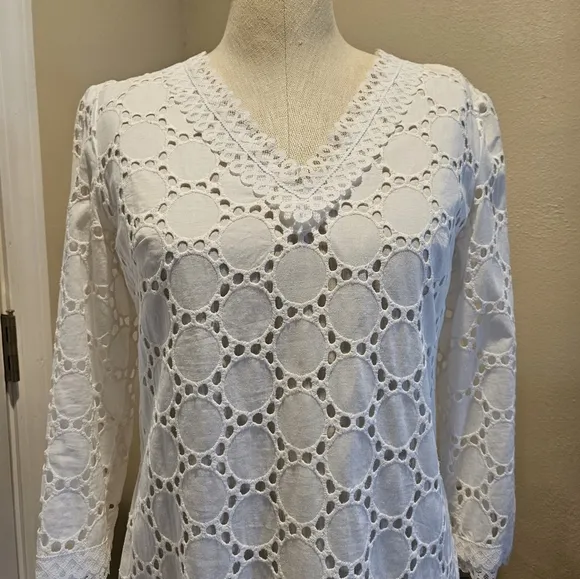 NWT LONDON TIMES White Eyelet Lace Dress | SZ 6