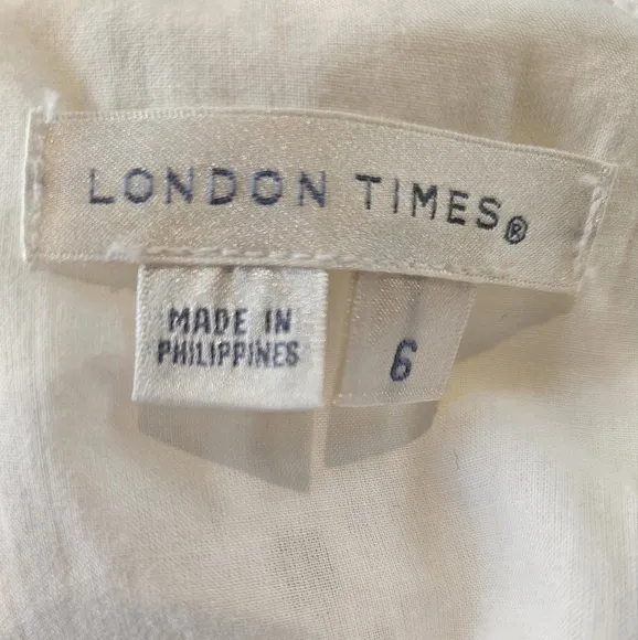 NWT LONDON TIMES White Eyelet Lace Dress | SZ 6