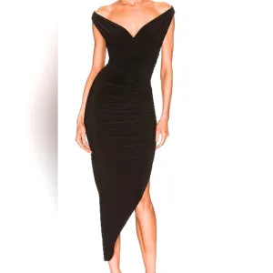 NWT Norma Kamali Tara side draped Gown Dresss black lbd Size M valentines