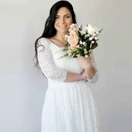 Off-The-Shoulder Ivory   Dress with pockets #1270