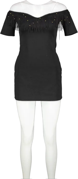 Oh My Love London Black Fringe Mini Dress UK 6