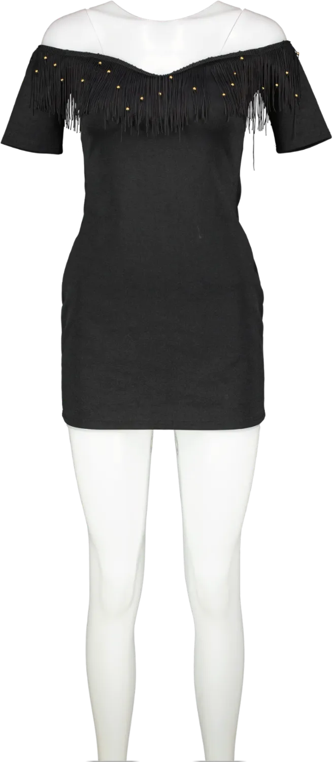 Oh My Love London Black Fringe Mini Dress UK 6
