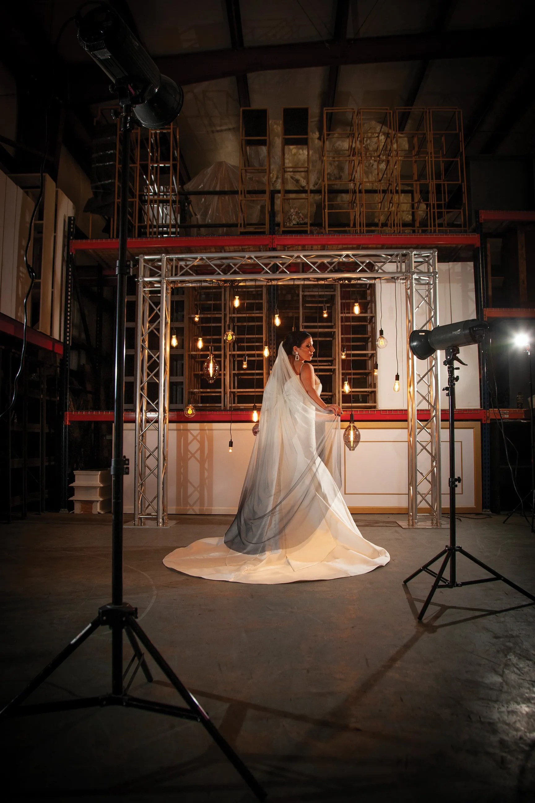 Ombre Blue Dyed Draped Wedding Cape Veil Grecian Wrap