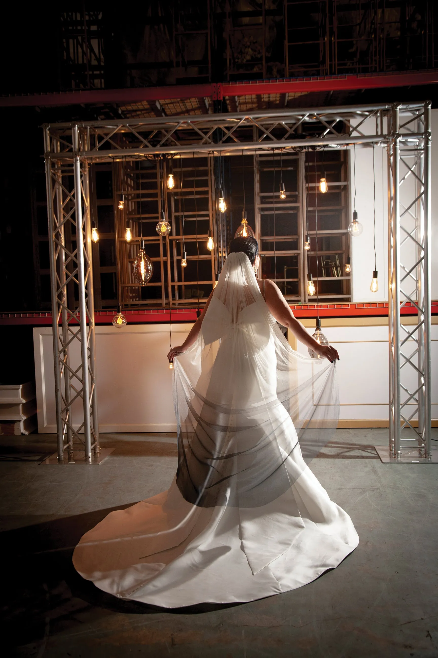Ombre Blue Dyed Draped Wedding Cape Veil Grecian Wrap