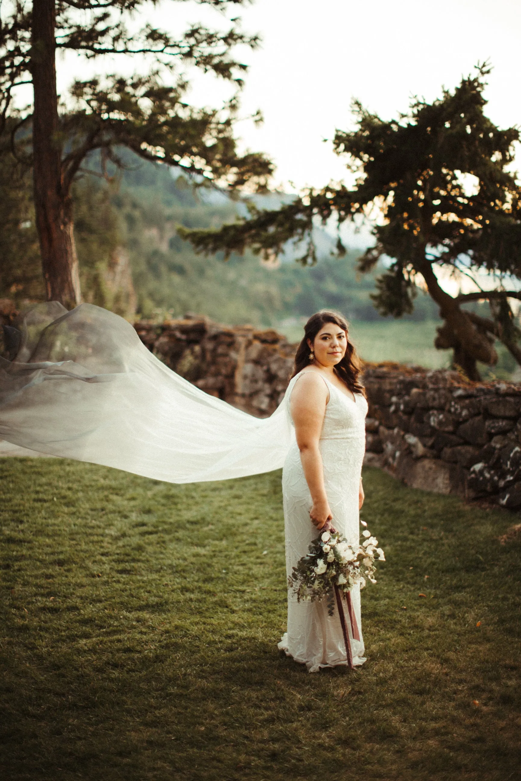 Ombre Blue Dyed Draped Wedding Cape Veil Grecian Wrap