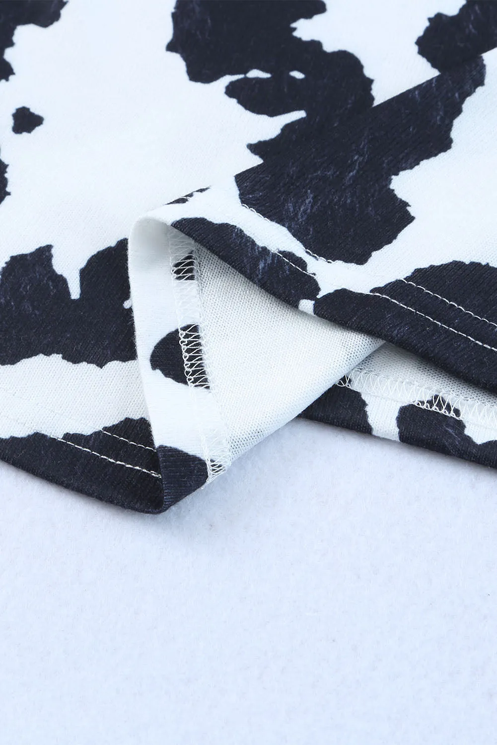 One Shoulder Cow Print Cut out Short Sleeve Top