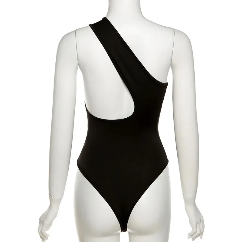 One Shoulder Peek A Boo Cut Out Bodysuit