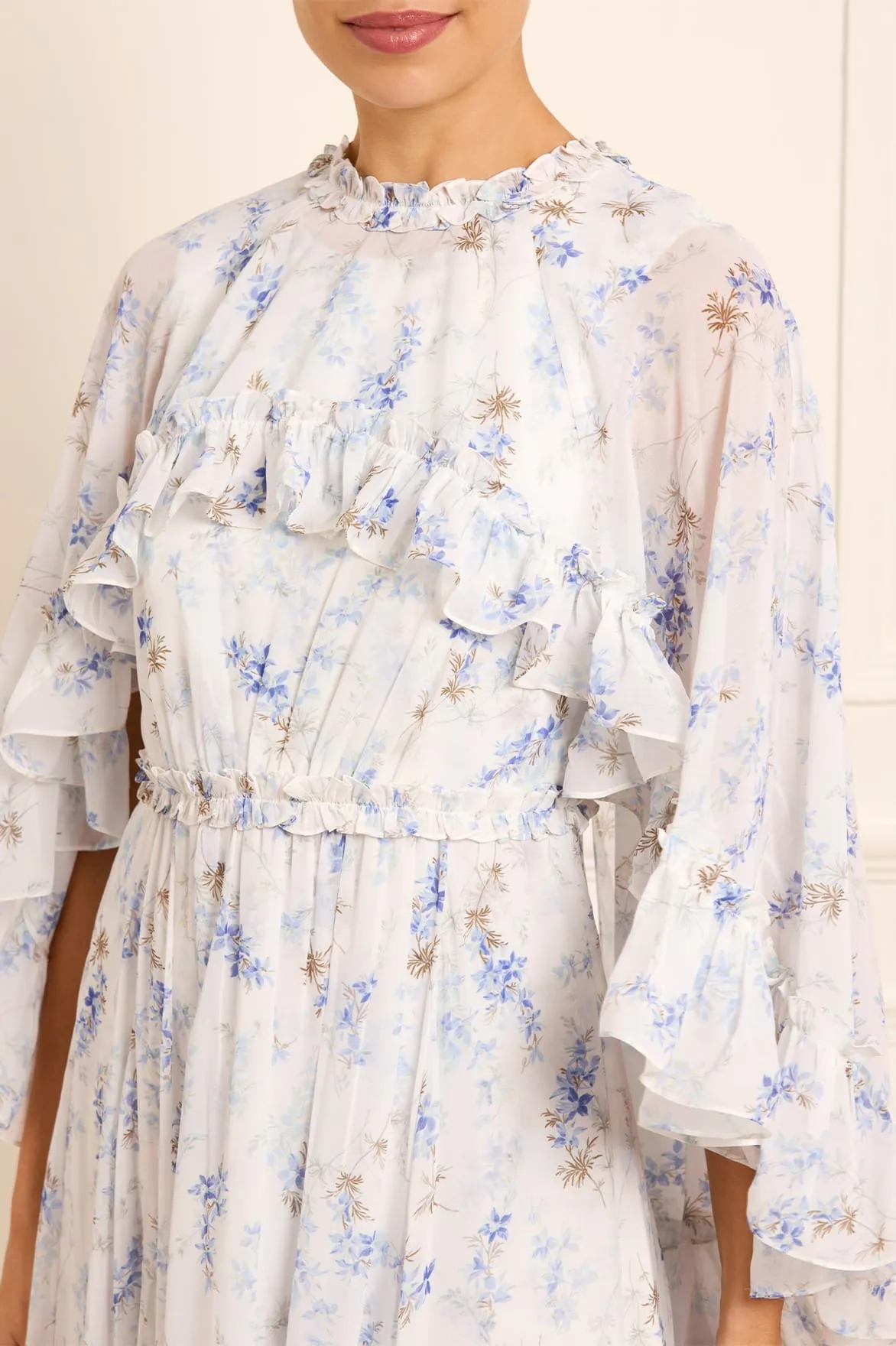 Ophelia Ditsy Harper Chiffon Cape Ankle Gown