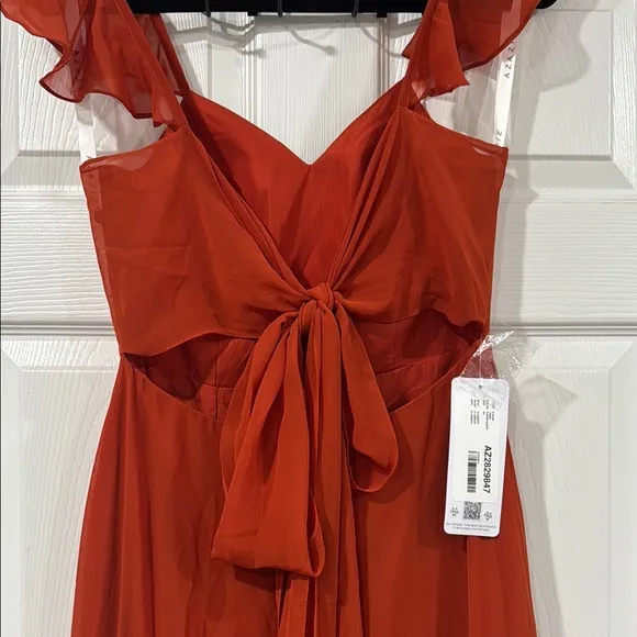 Orange paprika Sleeveless Sweetheart Maxi Gown