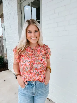 Paisley Ruffle Sleeve Top