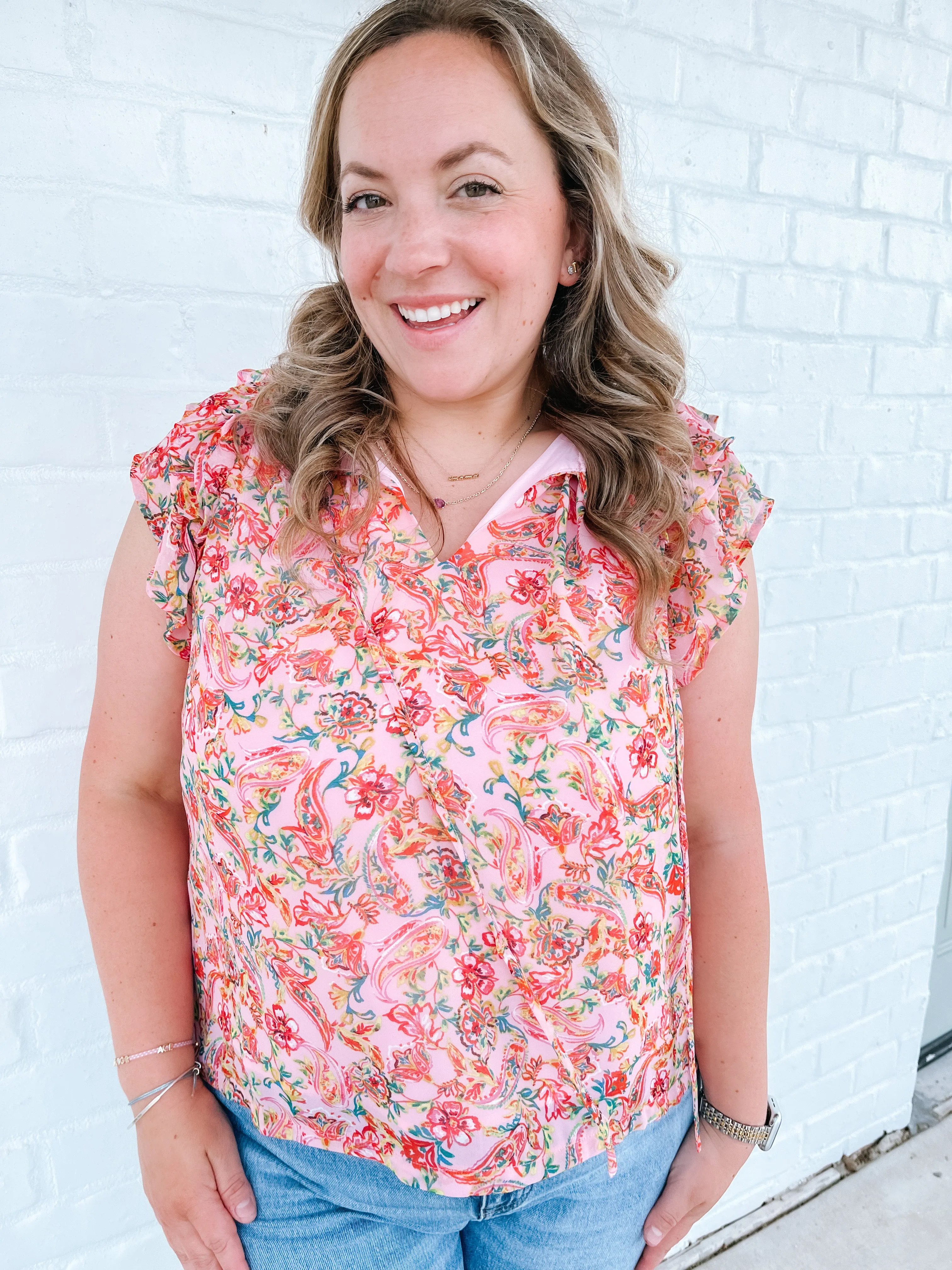 Paisley Ruffle Sleeve Top