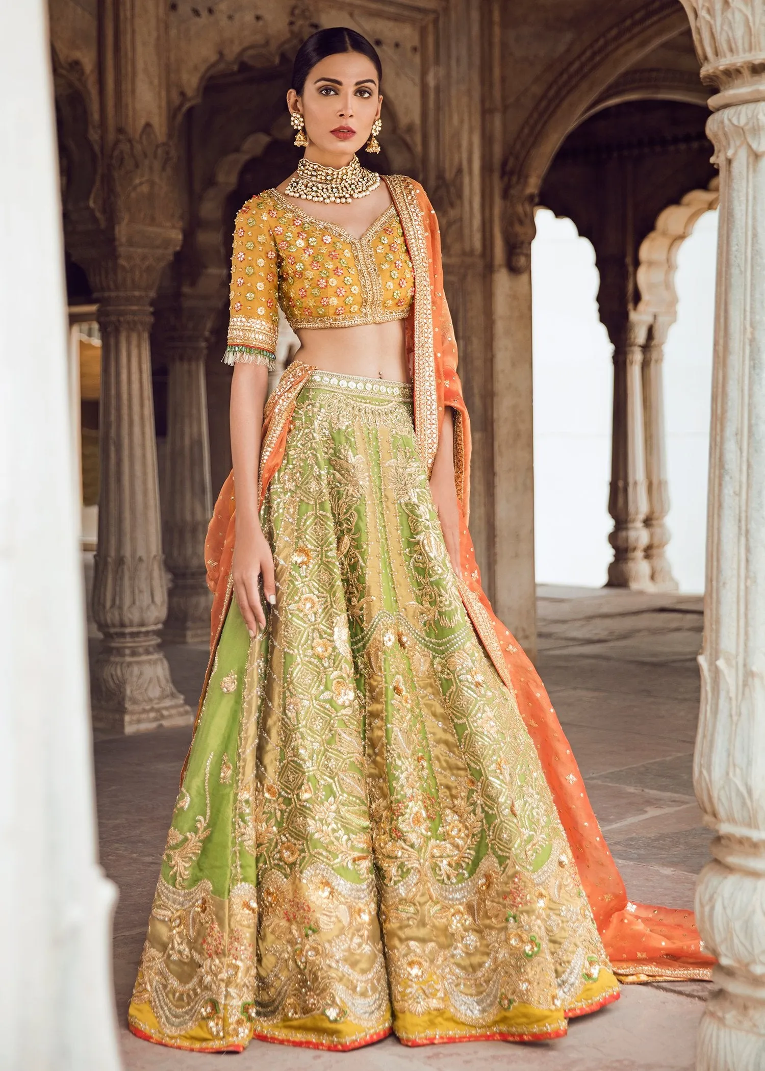 Pakistani Bridal Lehnga Choli for Mehndi #J5120