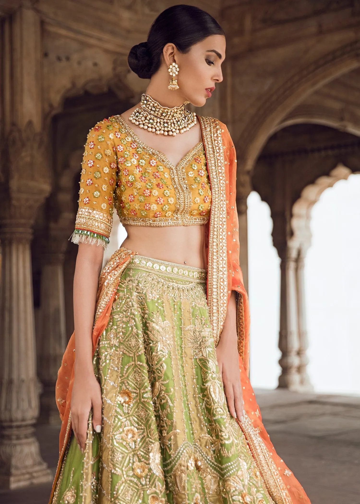 Pakistani Bridal Lehnga Choli for Mehndi #J5120