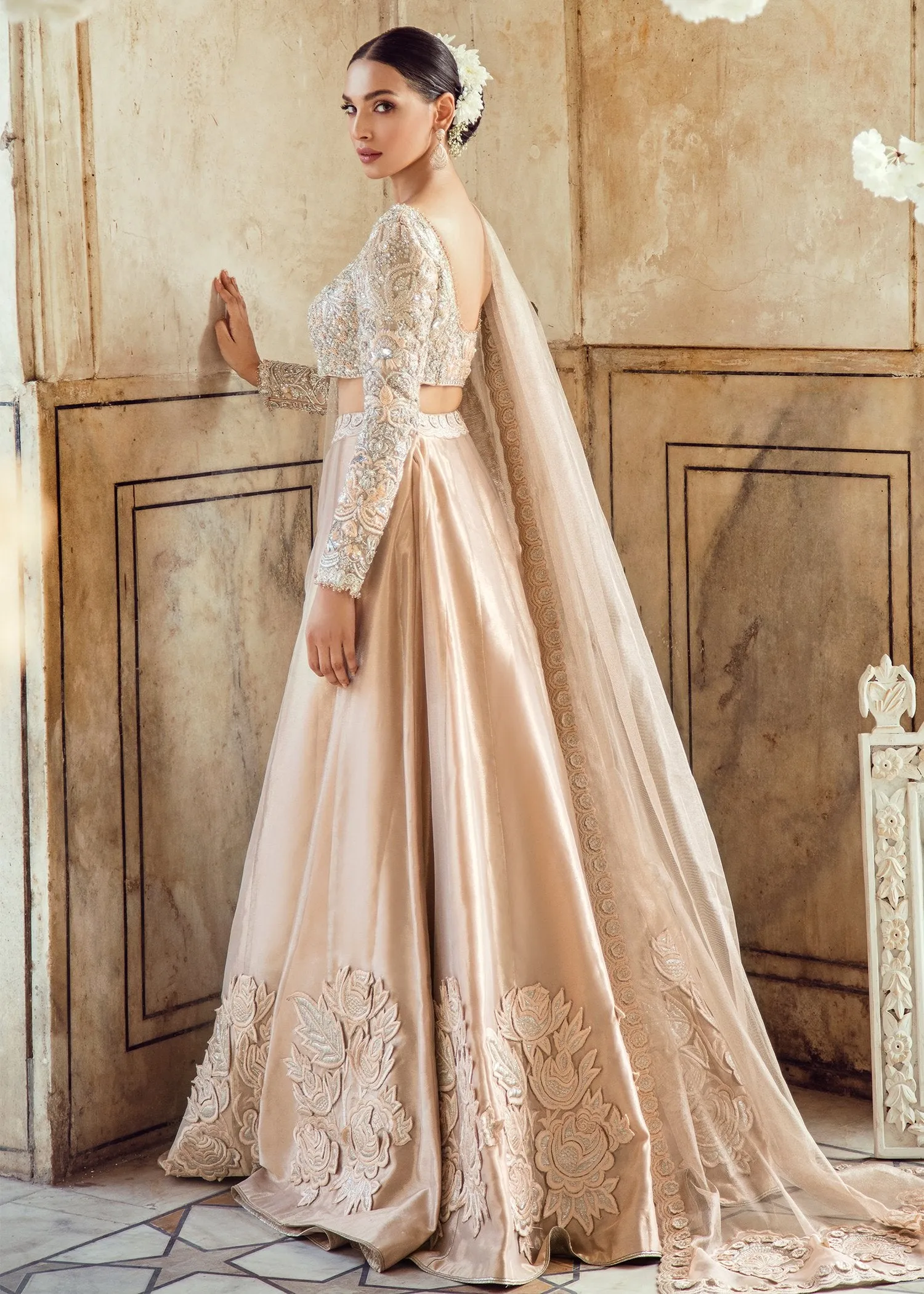 Pakistani Wedding Bridal Lehnga Dress in Ice Pink Color #J5109