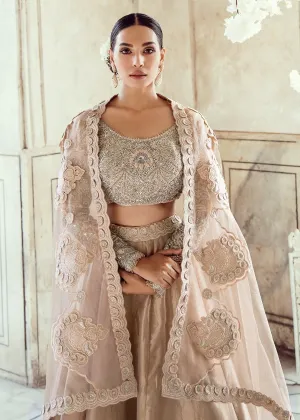 Pakistani Wedding Bridal Lehnga Dress in Ice Pink Color #J5109