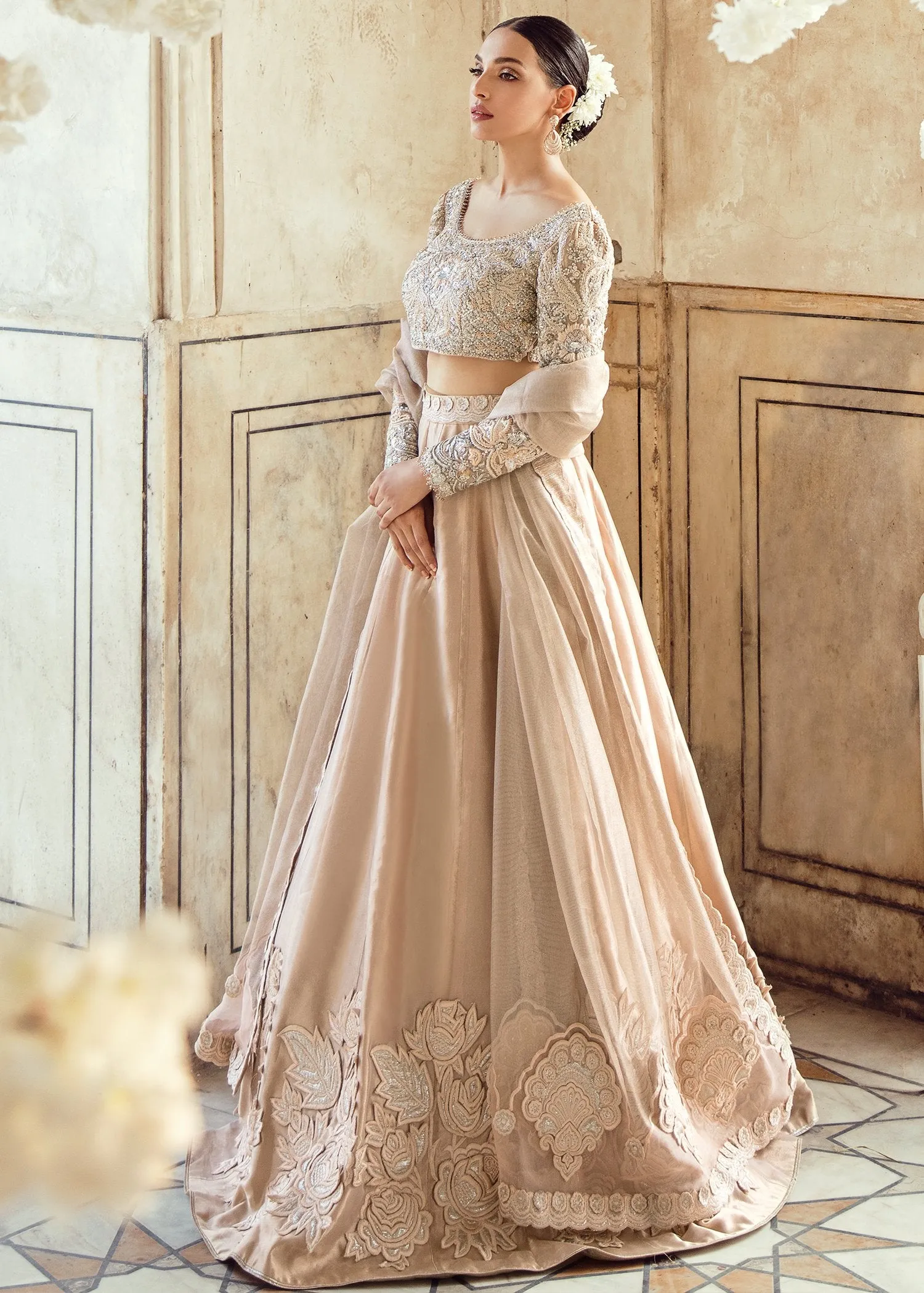 Pakistani Wedding Bridal Lehnga Dress in Ice Pink Color #J5109