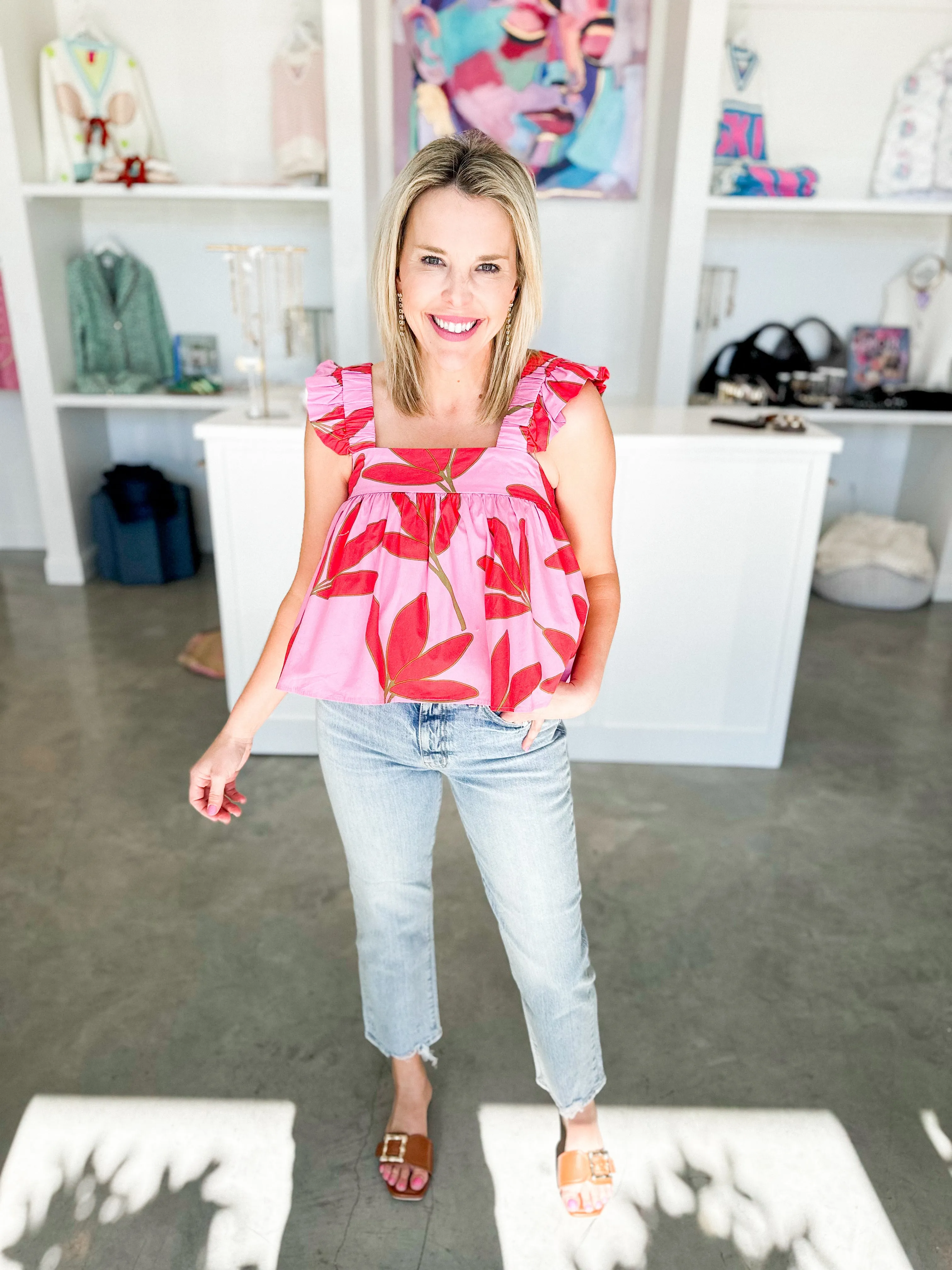 Palm Floral Top