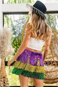 Party and the Mardi Tinsel three-tiered color block Mardi Gras skirt *FINAL SALE*