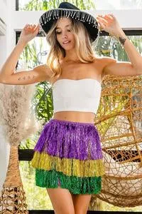 Party and the Mardi Tinsel three-tiered color block Mardi Gras skirt *FINAL SALE*