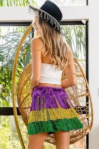 Party and the Mardi Tinsel three-tiered color block Mardi Gras skirt *FINAL SALE*