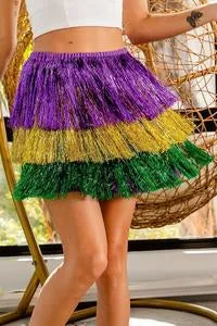 Party and the Mardi Tinsel three-tiered color block Mardi Gras skirt *FINAL SALE*