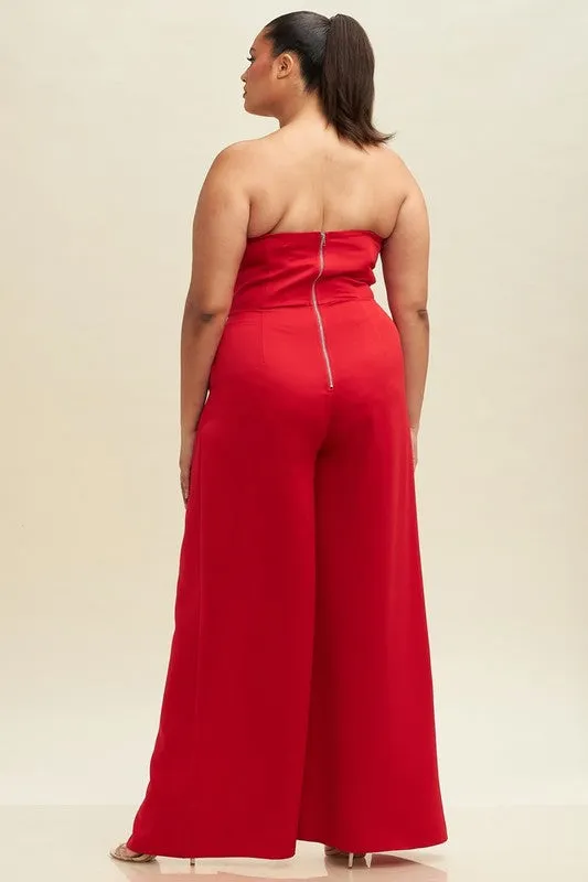 Pieces Of Me Red Strapless Jumpsuit