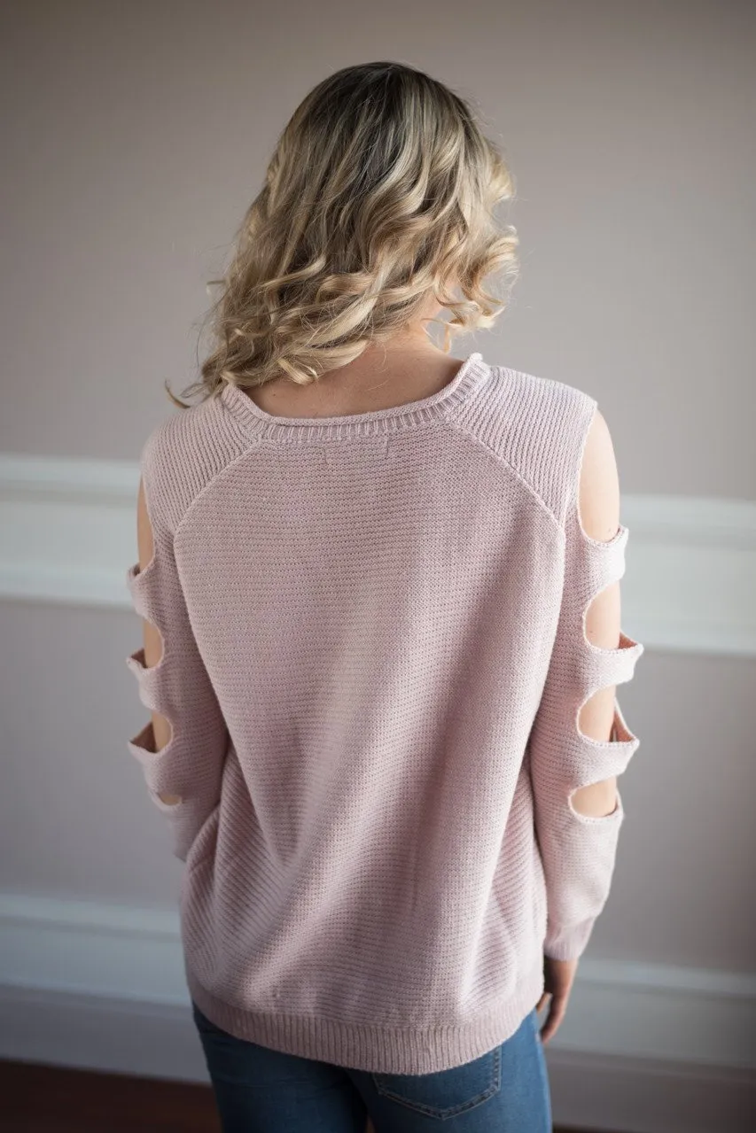 Pink Cut Out Shoulder Top