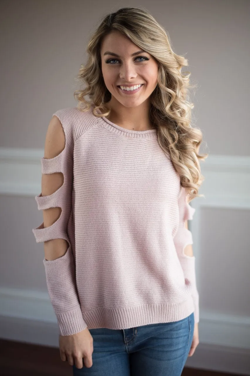 Pink Cut Out Shoulder Top