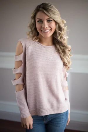 Pink Cut Out Shoulder Top