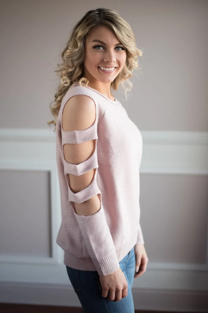 Pink Cut Out Shoulder Top