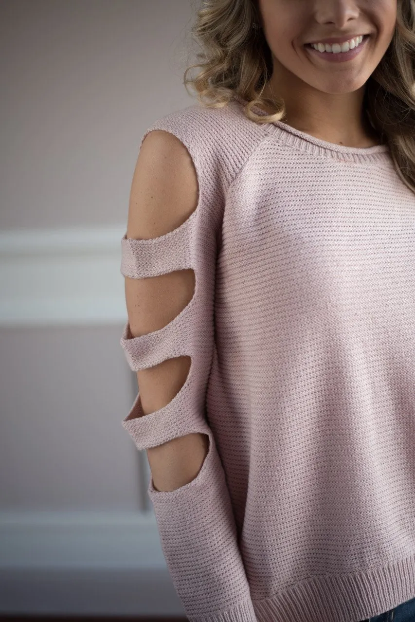 Pink Cut Out Shoulder Top