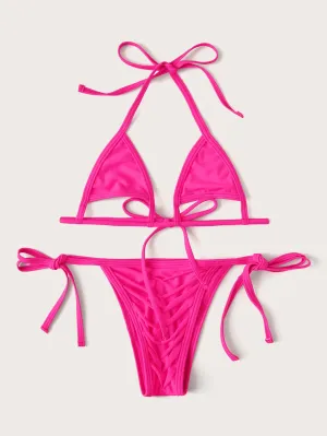 Pink Cut-out Triangle Bikini