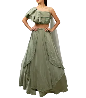 Pista Green Lehenga