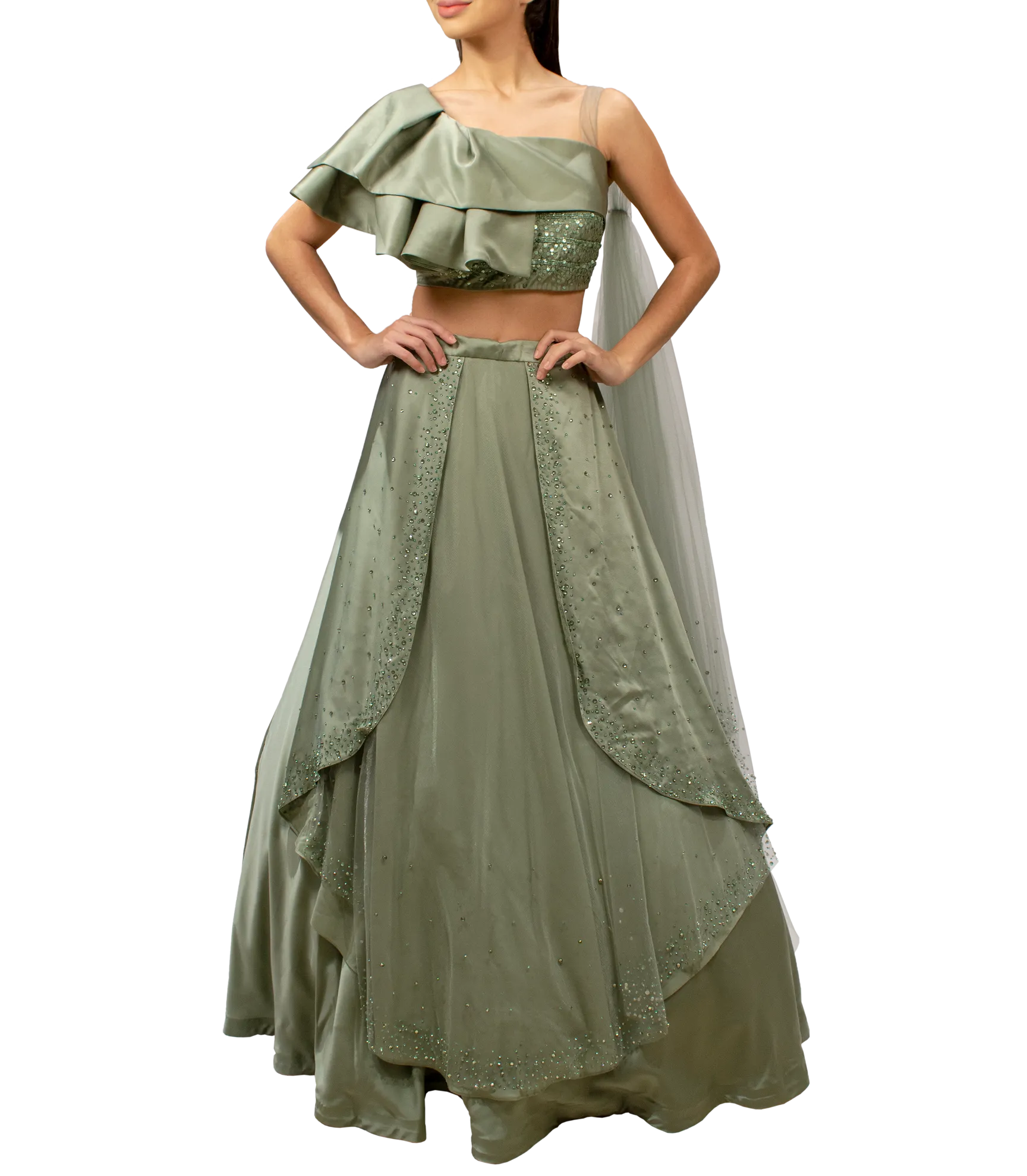 Pista Green Lehenga