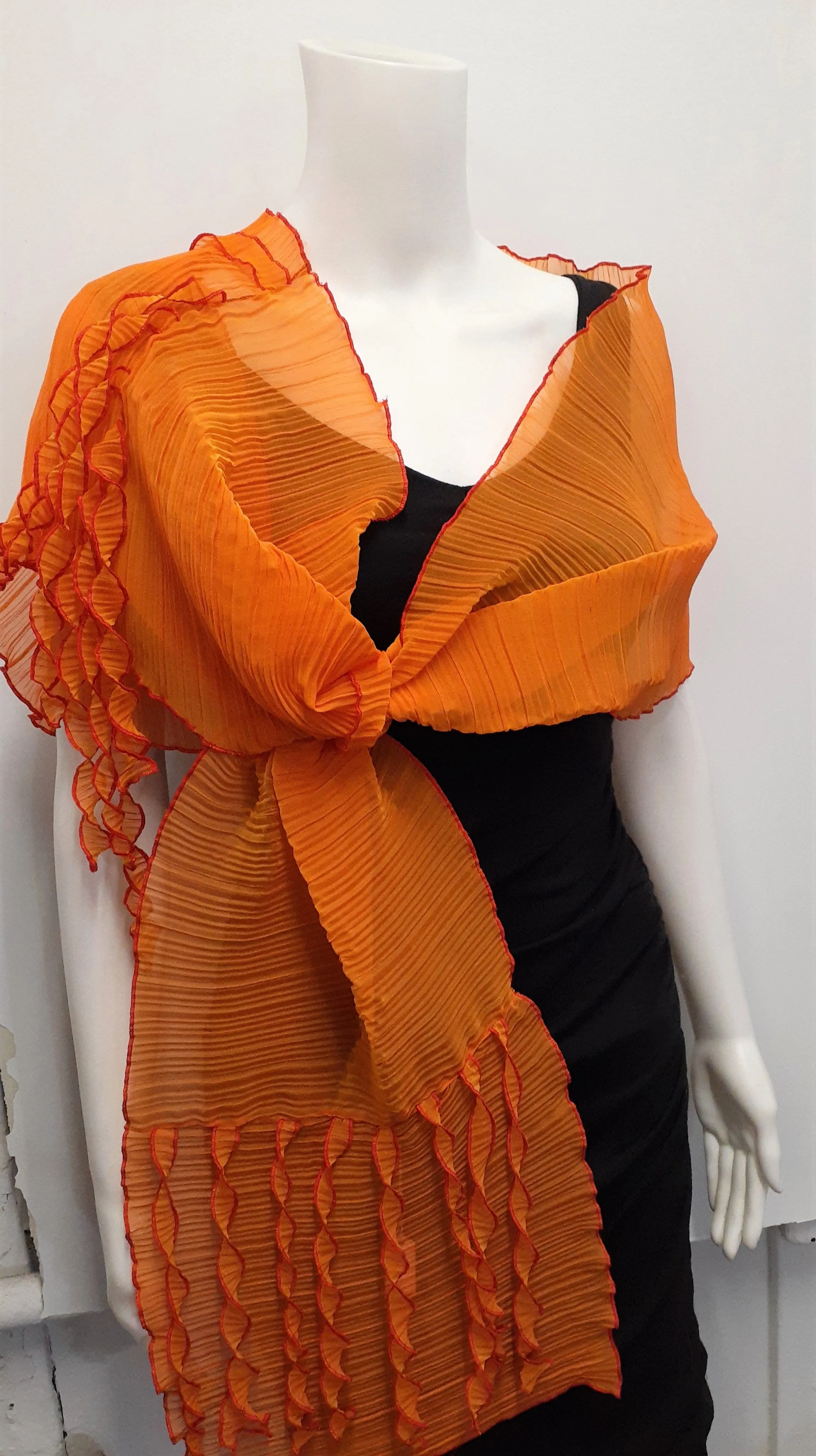 Pleated Wrap with Fringe
