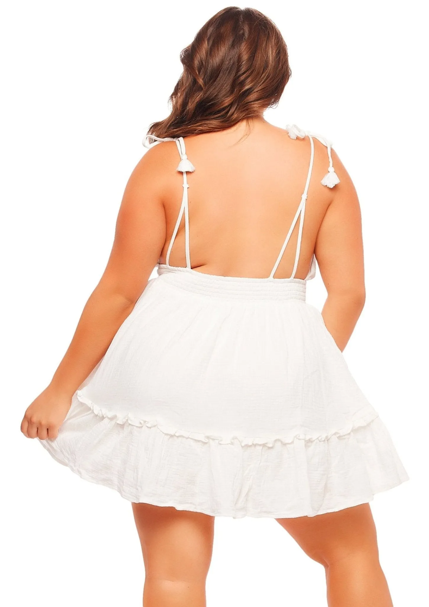 Plunge Mini Dress - White