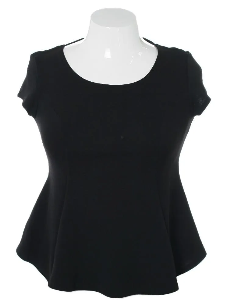 Plus Size Braid Cut Out Back Black Top