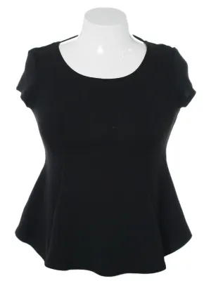 Plus Size Braid Cut Out Back Black Top