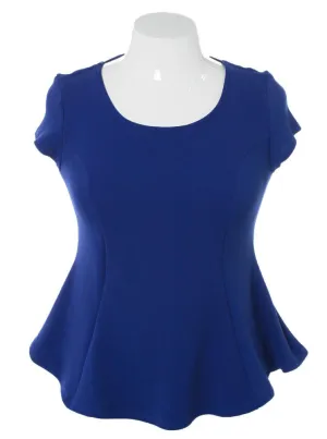 Plus Size Braid Cut Out Back Blue Top
