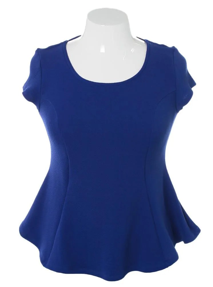Plus Size Braid Cut Out Back Blue Top
