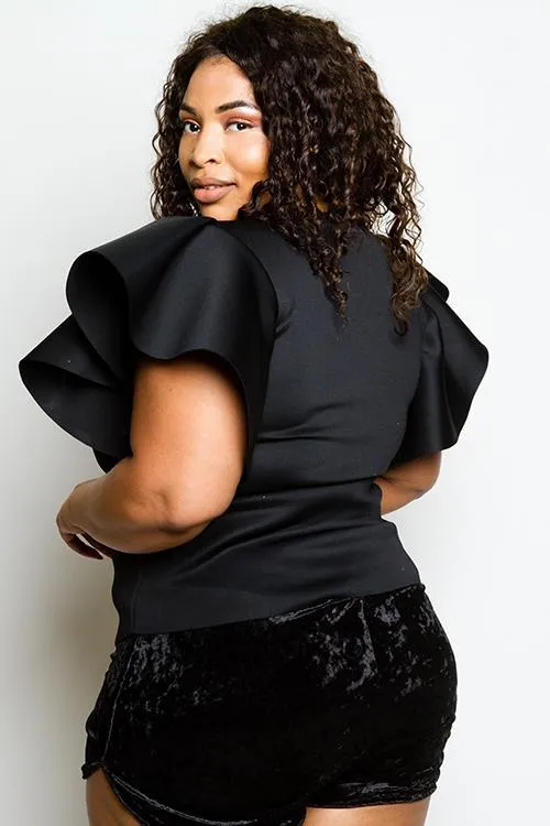 Plus Size Glam Glam Ruffle Sleeve Top