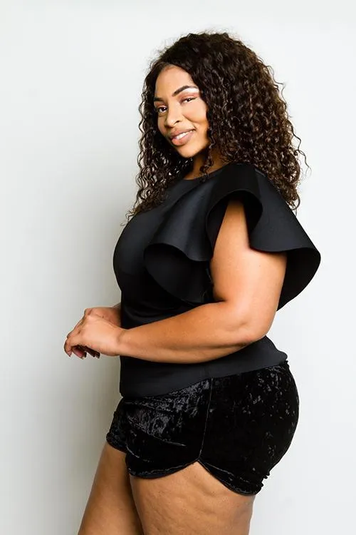 Plus Size Glam Glam Ruffle Sleeve Top