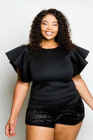 Plus Size Glam Glam Ruffle Sleeve Top