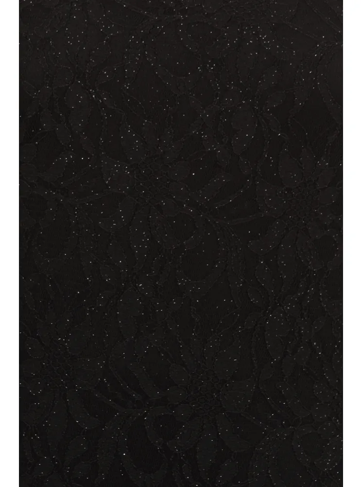 Plus Size Mesmerizing Floral Lace Midi Black Dress
