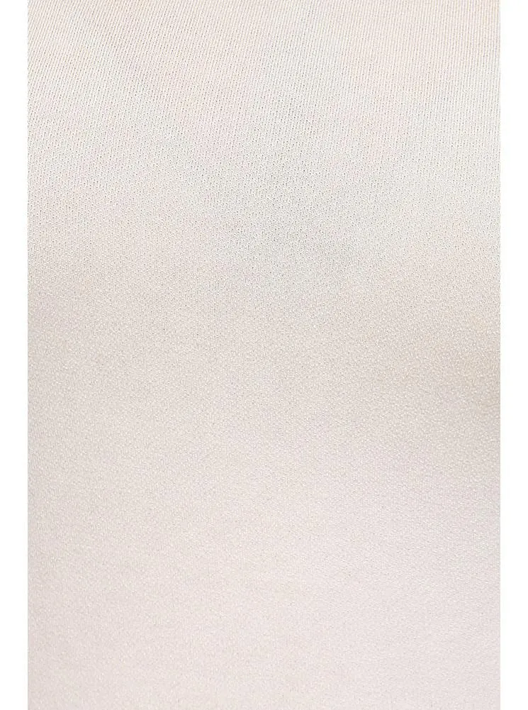 Plus Size Mock Turtle Neck Cut Out White Top
