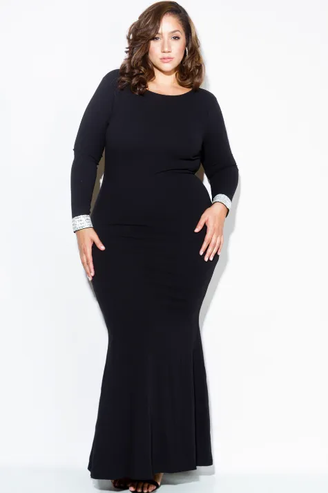 Plus Size Open Back Maxi Dress with Embellished Detail [SALE]