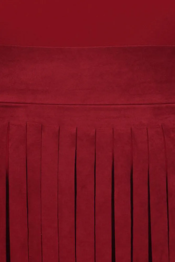 Plus Size Suede Fringe Skirt Dress