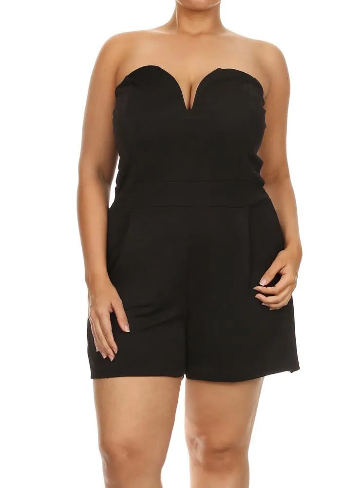 Plus Size Sweetheart Sexy Black Tube Romper